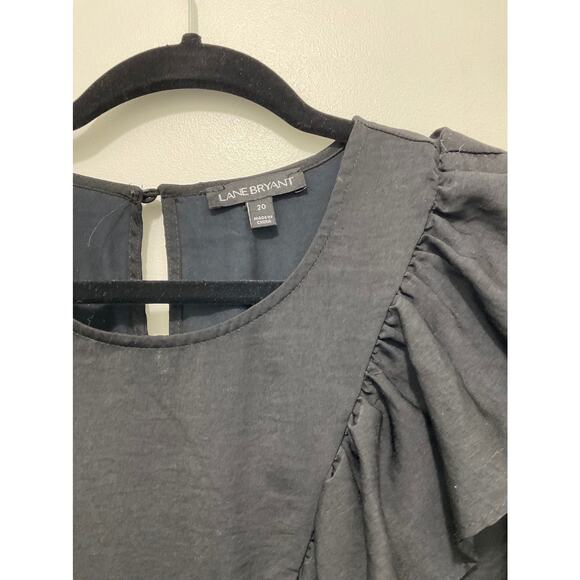 Lane Bryant Black Ruffle Long Sleeve Career Blouse - Picture 2 of 9